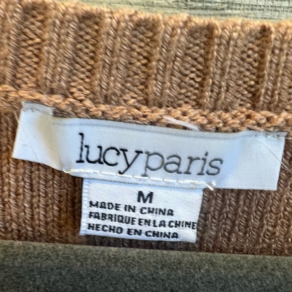 Anthropologie Lucy Paris joia scalloped sweater medium beige tan neutral - Picture 11 of 17